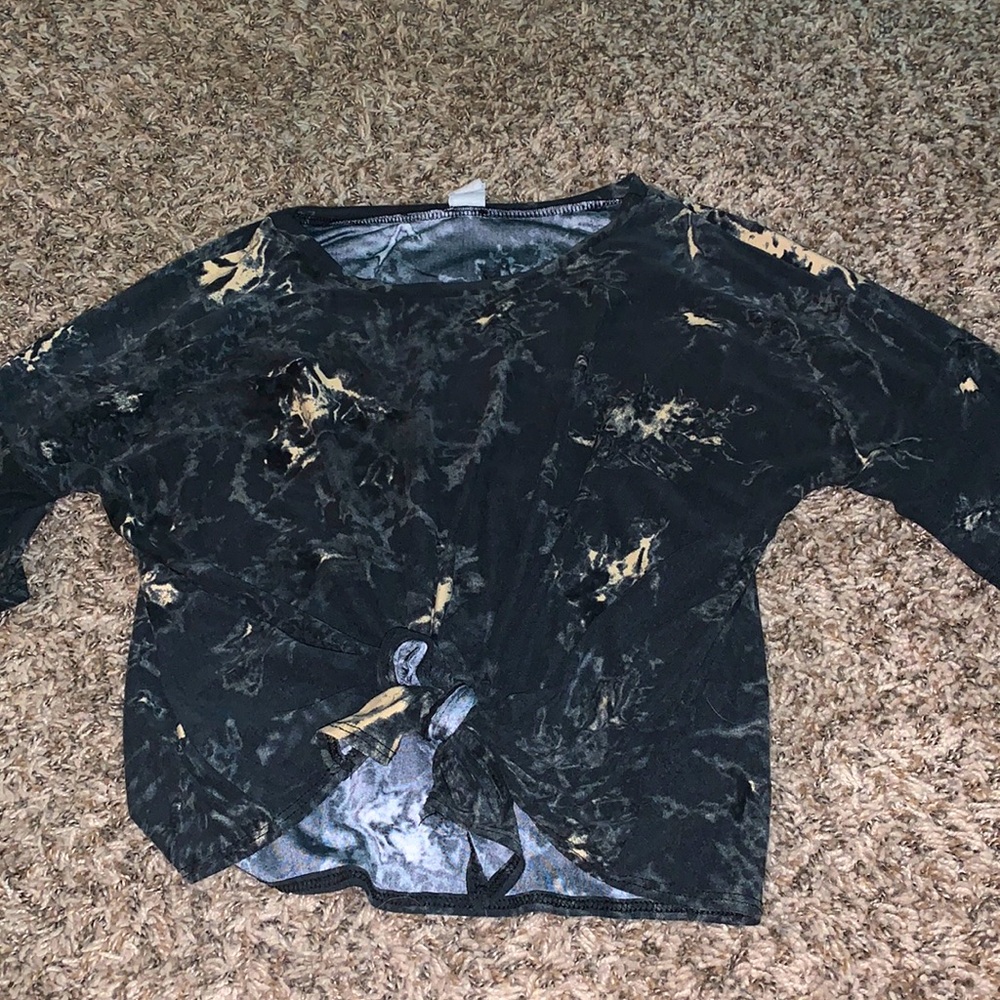 Bleach Cropped Short Sleeve Shirt